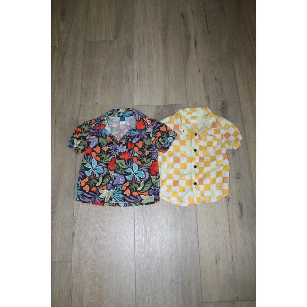 Old Navy‎ Cat & Jack Toddler Boys 2T Short Sleeve Button Down Shirt Bundle 2pc